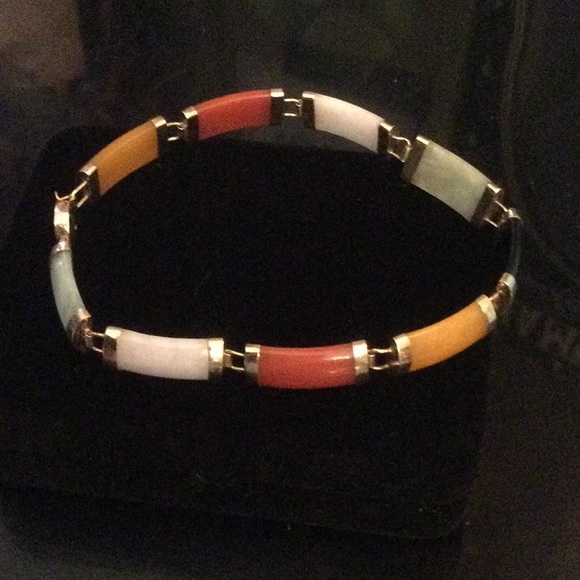 Atlanta Gems Jewelry - Genuine 10K Gold Colors Of Jade Bracelet